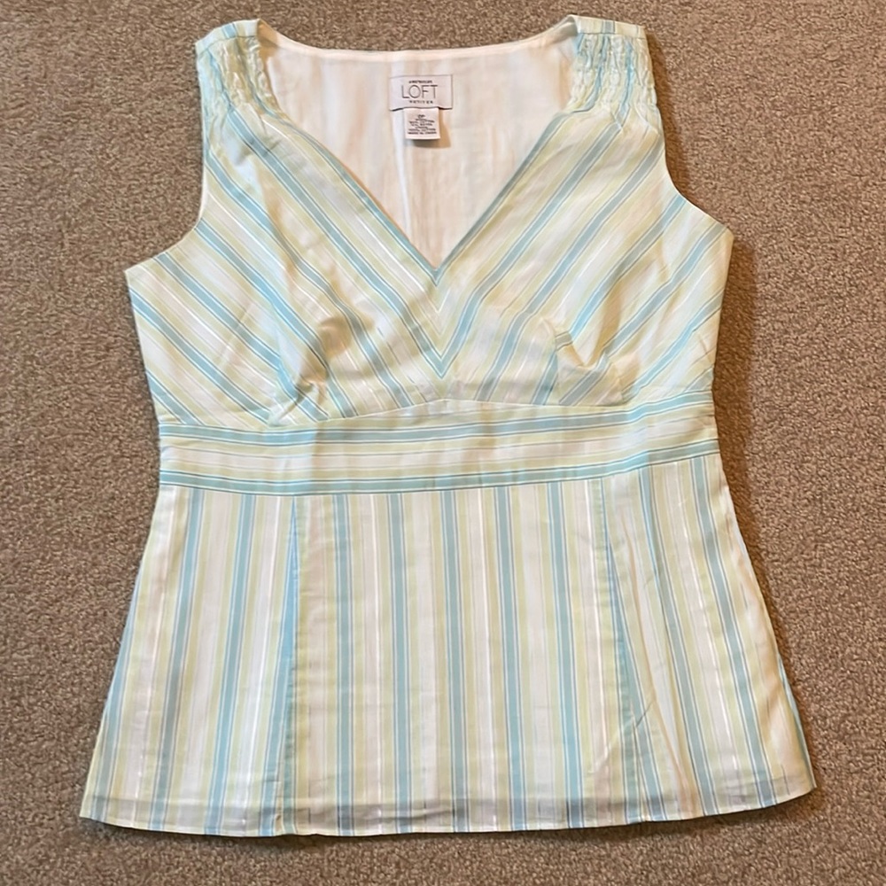 Women’s Green and Blue Striped Formal Tank
